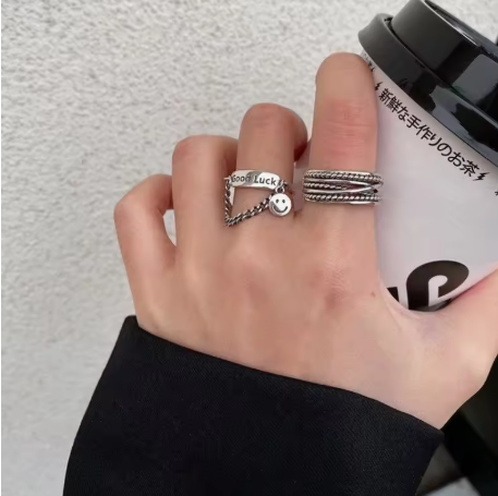 Lucky Good Luck Smile Ring Set