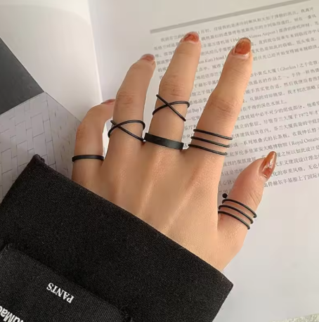Minimalist Black Ring Set