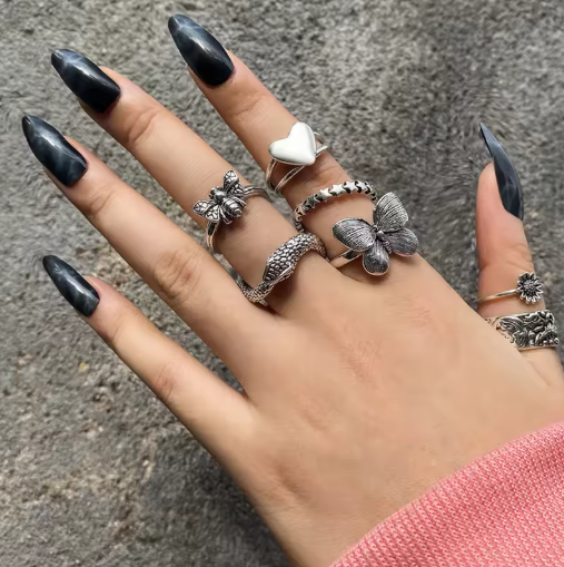 Whimsical Silver Ring Stack