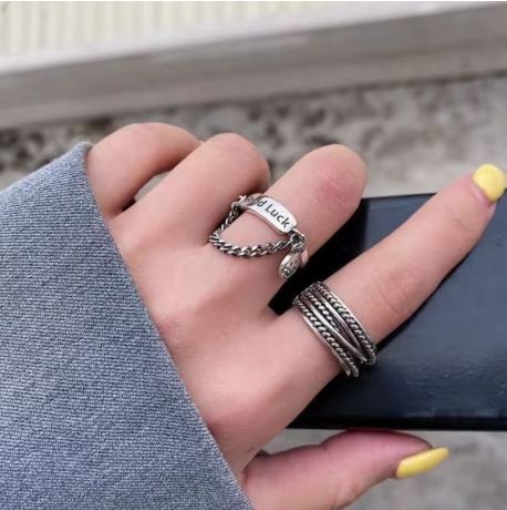 Lucky Good Luck Smile Ring Set